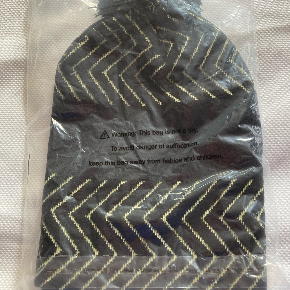 Zumba Fitness Black and Gold Chevron Pom Pom Beanie - Picture 2 of 5
